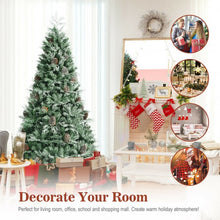 Load image into Gallery viewer, 7 Feet Snow Flocked Artificial Christmas Tree with 1139 Glitter PE and PVC Tips
