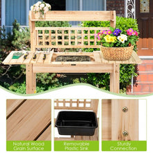 Load image into Gallery viewer, Garden Potting Bench Workstation Table with Sliding Tabletop Sink Shelves
