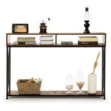 Load image into Gallery viewer, Console Table with Open Shelf and Storage Compartments Steel Frame-Brown
