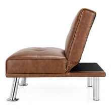 Load image into Gallery viewer, Single Sofa Lounge Chair with Metal Legs and Adjustable Backrest-Brown
