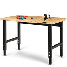 Load image into Gallery viewer, 48&quot; Adjustable Height Bamboo Steel Frame Workbench
