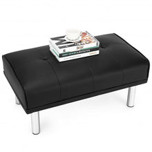 Load image into Gallery viewer, Ottoman Footrest Stool PU Leather Seat with Metal Legs-Black
