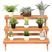 Load image into Gallery viewer, 3 Tiers Wooden Step Ladder Plant Pot Rack Stand
