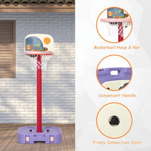 Load image into Gallery viewer, 2 in 1 Kids Basketball Hoop Stand with Ring Toss and Storage Box-Purple
