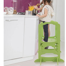 Load image into Gallery viewer, Kids Height Adjustable Kitchen Step Stool Toddlers Kitchen Helper w/ Chalkboard-Coffee
