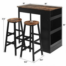 Load image into Gallery viewer, 3 Pieces Bar Table Set with Storage
