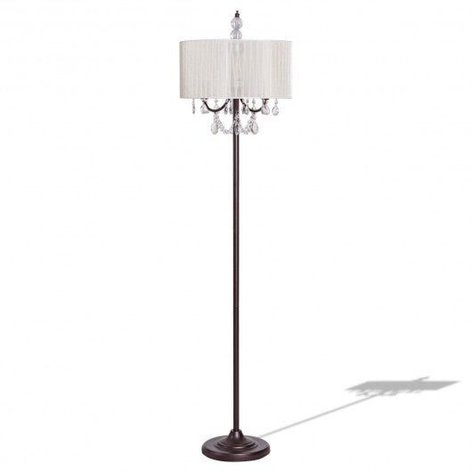 Elegant Sheer Shade Floor Lamp w/ Hanging Crystal LED Bulbs