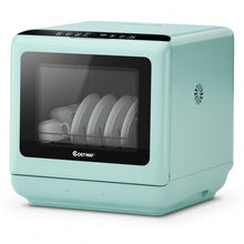 Load image into Gallery viewer, Countertop Air Drying 5 Programs Dishwasher with Water Tank-Green
