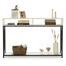 Load image into Gallery viewer, Console Table with Open Shelf and Storage Compartments Steel Frame-White
