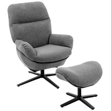 Load image into Gallery viewer, Modern Swivel Rocking Chair and Ottoman Set with Aluminum Alloy Base-Gray
