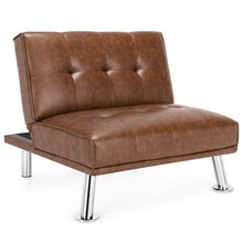 Load image into Gallery viewer, Single Sofa Lounge Chair with Metal Legs and Adjustable Backrest-Brown
