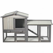 Load image into Gallery viewer, 58&quot; Weatherproof Wooden Rabbit Hutch-Gray
