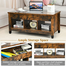 Load image into Gallery viewer, Lift Top Coffee Table with Hidden Storage Compartment- Brown
