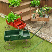 Load image into Gallery viewer, Wooden Wagon Plant Bed With Wheel for Garden Yard-Green
