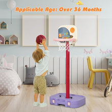 Load image into Gallery viewer, 2 in 1 Kids Basketball Hoop Stand with Ring Toss and Storage Box-Purple
