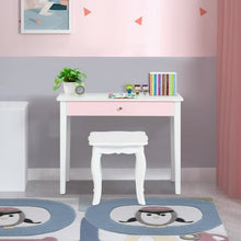 Load image into Gallery viewer, Kids Princess Make Up Dressing Table with Tri-folding Mirror &amp; Chair-White
