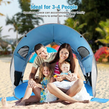 Load image into Gallery viewer, Pop Up Beach Tent Anti-UV UPF 50+ Portable Sun Shelter for 3-4 Person-Blue
