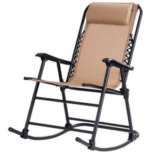 Load image into Gallery viewer, Outdoor Patio Headrest Folding Zero Gravity Rocking Chair-Beige
