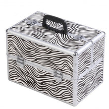 Load image into Gallery viewer, 14&quot; x 9&quot; x 10&quot; Aluminum Makeup Case Cosmetic Organizer-Zebra
