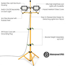 Load image into Gallery viewer, 60W 6000 lm LED Work Light with Metal Tripod Stand
