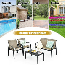 Load image into Gallery viewer, 4 pcs Patio Furniture Set with Glass Top Coffee Table-Brown
