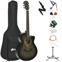 Load image into Gallery viewer, 40&quot; Full Size Cutaway Acoustic Guitar Starter Guitarra Bundle Kit -Black
