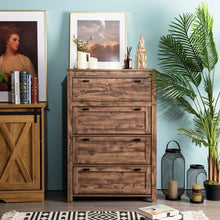 Load image into Gallery viewer, 4 Drawers Dresser Rustic Vertical Drawer Chest Industrial Dresser Tower
