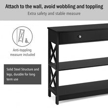 Load image into Gallery viewer, Console Accent Table with Drawer and Shelves -Black
