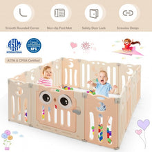 Load image into Gallery viewer, 14-Panel Baby Playpen Kids Activity Center Foldable Play Yard with Lock Door
