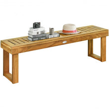 Load image into Gallery viewer, 52&quot; Acacia Wood Dining Bench with Slatted Seat
