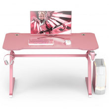 Load image into Gallery viewer, 47&quot; Z-Shaped Computer Table with Cup Holder Headphone Hook-Pink
