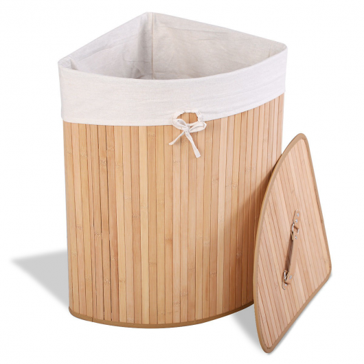 Corner Bamboo Hamper Laundry Basket