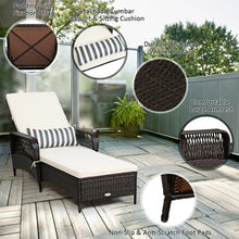 Load image into Gallery viewer, PE Rattan Chaise Lounge Chair Arm Chair Recliner Adjustable with Pillow
