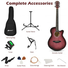 Load image into Gallery viewer, 40&quot; Full Size Cutaway Acoustic Guitar Starter Guitarra Bundle Kit -Red
