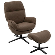 Load image into Gallery viewer, Modern Swivel Rocking Chair and Ottoman Set with Aluminum Alloy Base-Coffee
