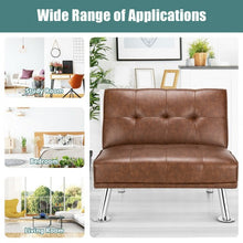 Load image into Gallery viewer, Single Sofa Lounge Chair with Metal Legs and Adjustable Backrest-Brown
