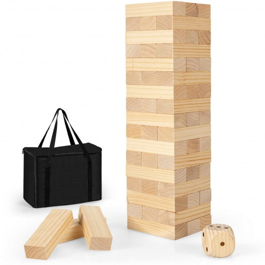 54 Pcs Giant Wooden Tumbling Timber Toy with Carrying Bag