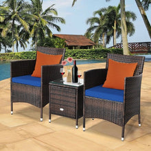 Load image into Gallery viewer, 3 Pcs Patio Furniture Set Outdoor Wicker Rattan Set-Navy
