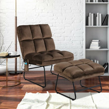 Load image into Gallery viewer, Massage Chair Velvet Accent Sofa Chair with Ottoman and Remote Control-Brown
