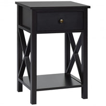 Load image into Gallery viewer, Bedside Storage Nightstand with Drawer and Bottom Shelf-Brown
