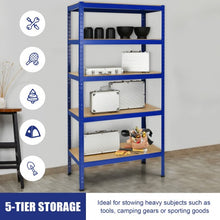 Load image into Gallery viewer, 71&quot; Heavy Duty Steel Adjustable 5 Level Storage Shelves-Blue
