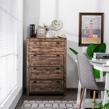 Load image into Gallery viewer, 4 Drawers Dresser Rustic Vertical Drawer Chest Industrial Dresser Tower
