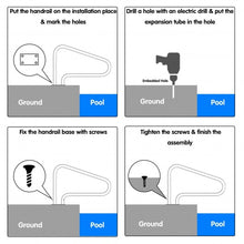 Load image into Gallery viewer, 2 Pcs Stainless Steel Hand Rail Set with Quick Mount Base for Swimming Pool in Summer
