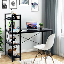 Load image into Gallery viewer, 47.5&quot; Writing Study Computer Desk with 4-Tier Shelves-Black
