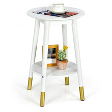 Load image into Gallery viewer, 2-Tier Round End Table with Storage Shelf for Home Office Decor Accent Side Table
