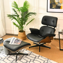 Load image into Gallery viewer, Mid Century Swivel Lounge Chair and Ottoman Set with Aluminum Alloy Base-Black
