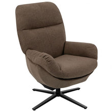 Load image into Gallery viewer, Modern Swivel Rocking Chair and Ottoman Set with Aluminum Alloy Base-Coffee
