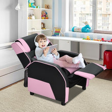 Load image into Gallery viewer, Kids Youth PU Leather Gaming Sofa Recliner with Headrest and Footrest-Pink
