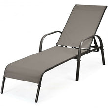 Load image into Gallery viewer, 2 Pcs Outdoor Patio Lounge Chair Chaise Fabric with Adjustable Reclining Armrest-Brown
