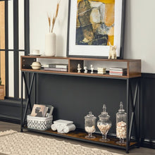 Load image into Gallery viewer, Console Table with Open Shelf and Storage Compartments Steel Frame-Brown
